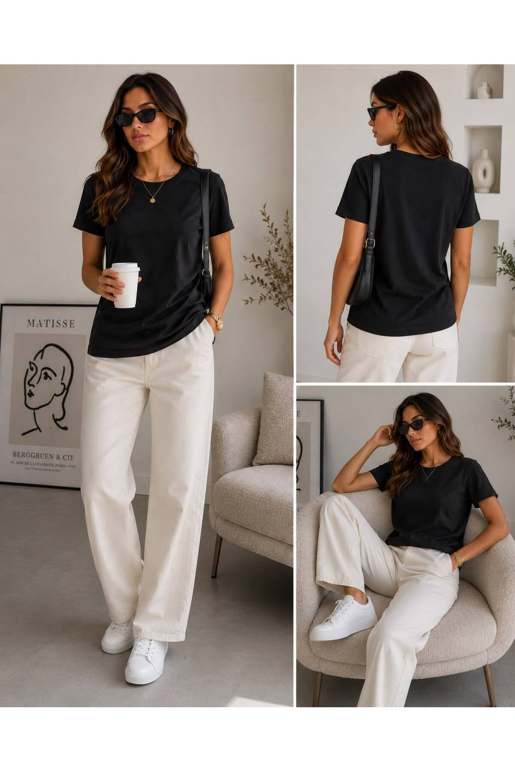 Siyah Oversize Basic Tişört Bisiklet Yaka