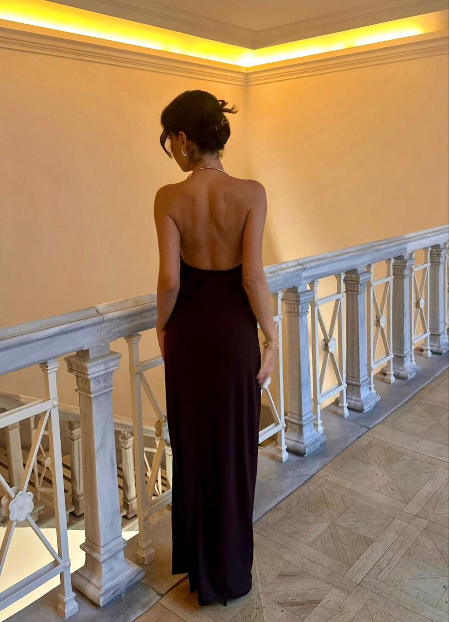 Velvet Open-Back Long Dress
