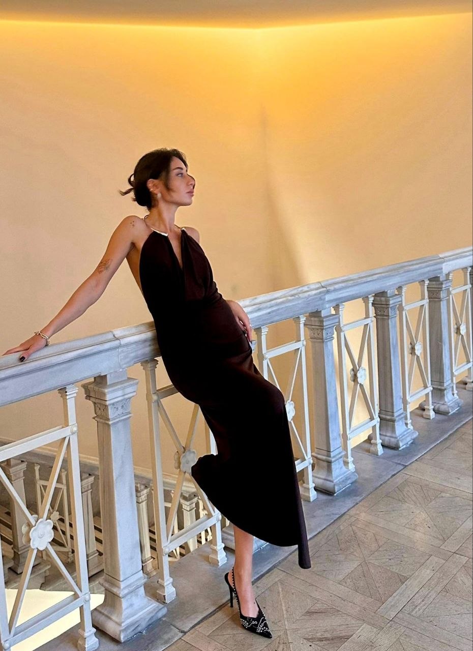 Velvet Open-Back Long Dress