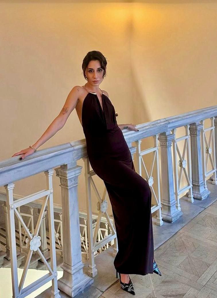 Velvet Open-Back Long Dress