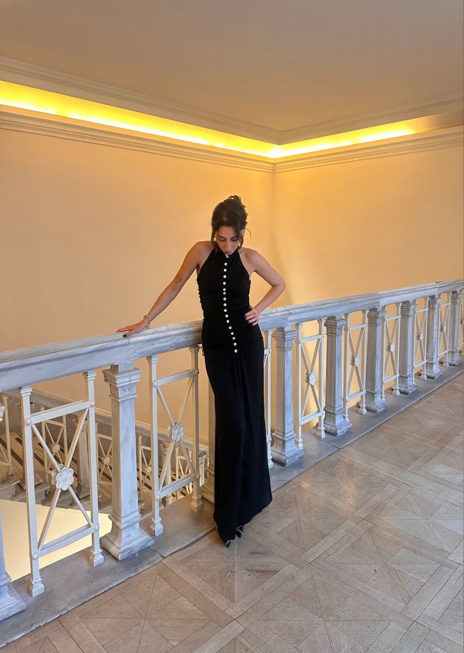 Velvet Open-Back Long Dress