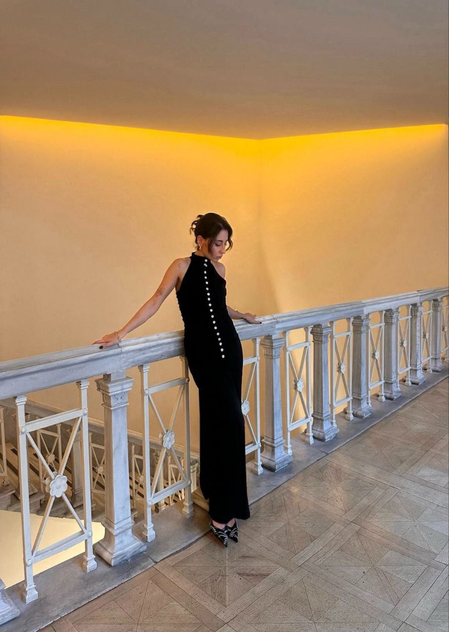 Velvet Open-Back Long Dress