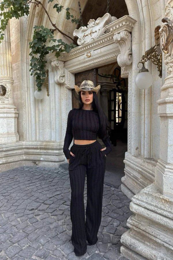 Kaburgalı Örme Crop Takım