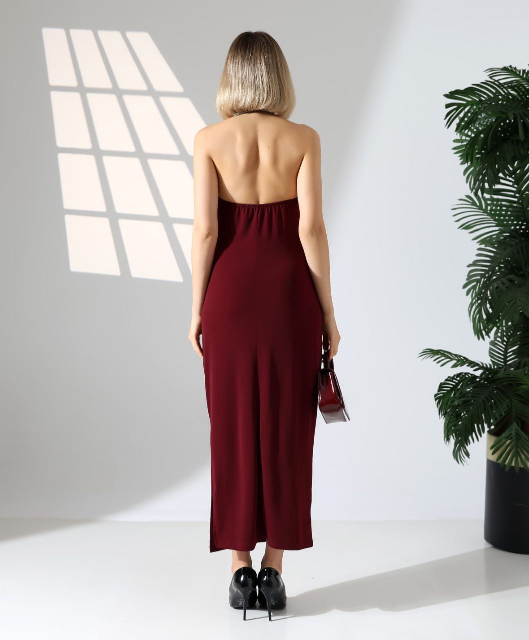 Draped Twist Halter Maxi Dress