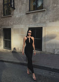 Keyhole Halter Maxi Elbise