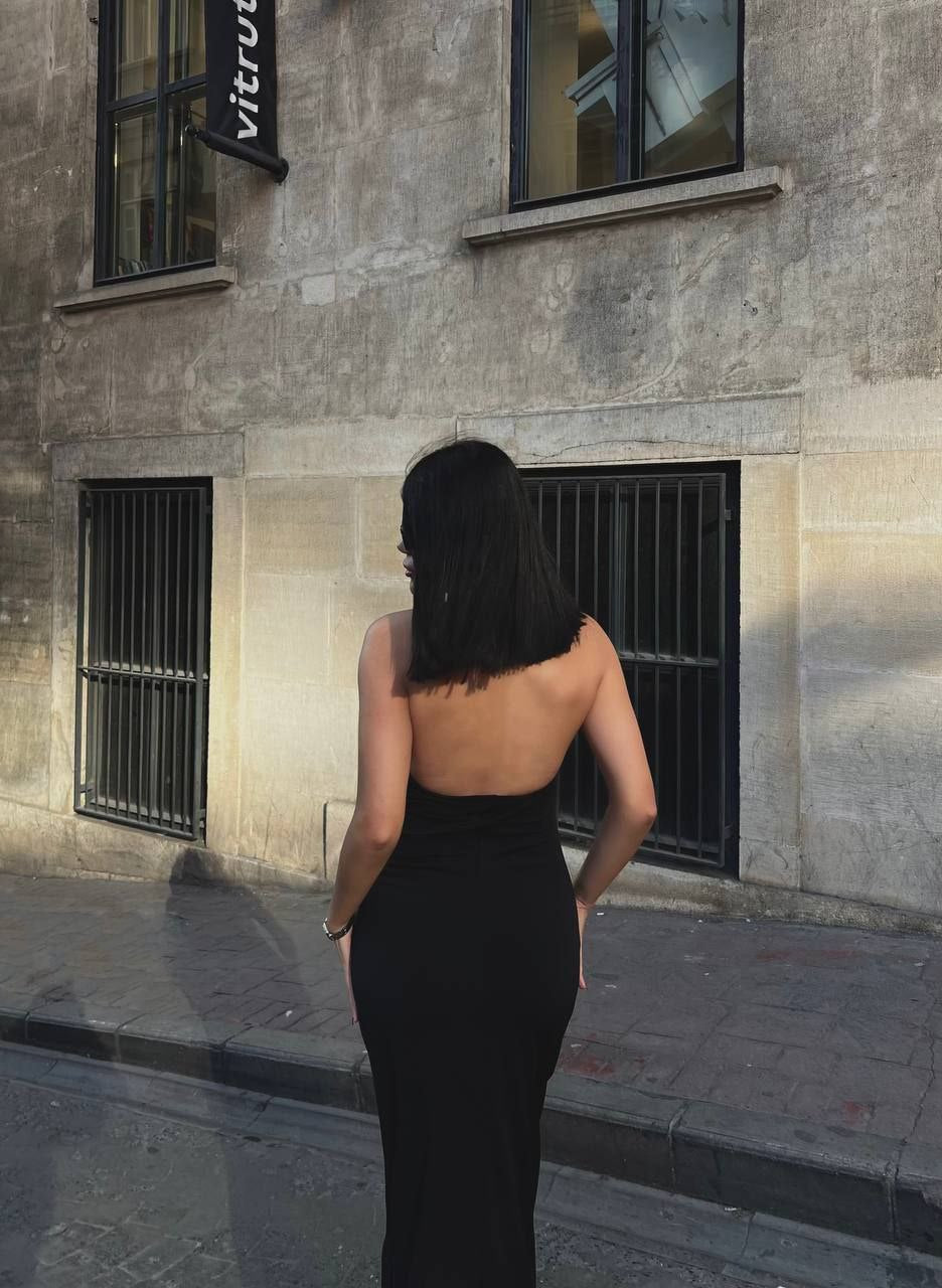 Keyhole Halter Maxi Elbise