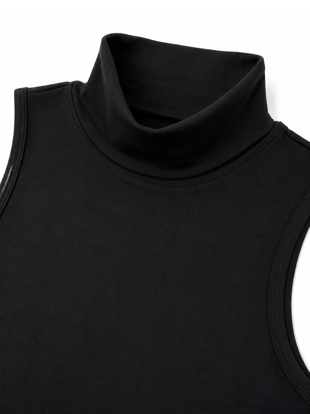 Yarım Balıkçı Yaka Çıtçıtlı Likralı Basic Body - Siyah