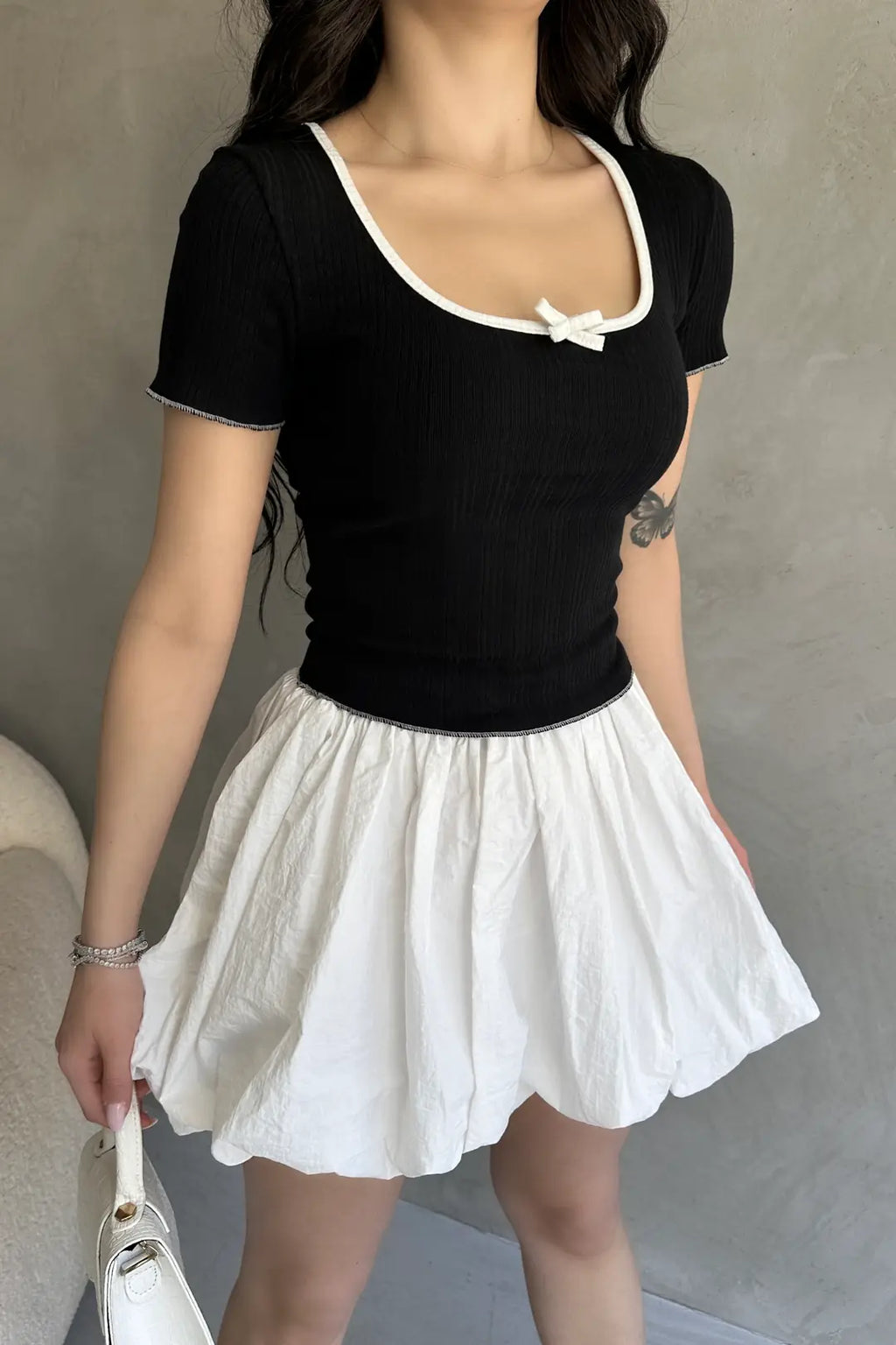Havuz Yaka Biye Detaylı Crop Bluz - WEST CLUB