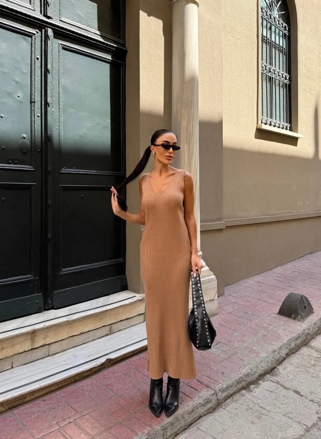 Zigzak Desenli Kazak Ve Elbise Triko Takım - WEST CLUB