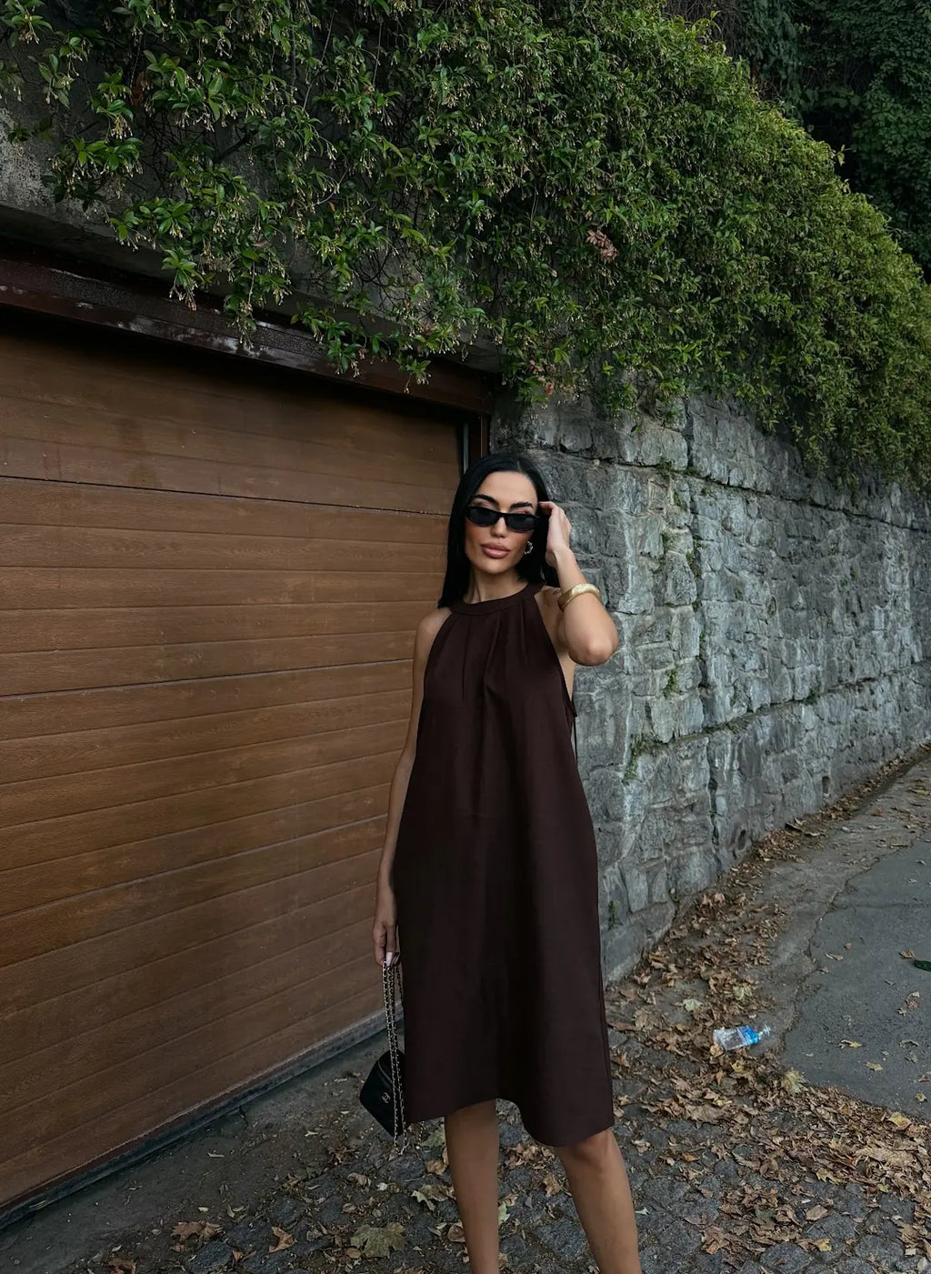 Halter Yaka Dokuma Midi Elbise - WEST CLUB