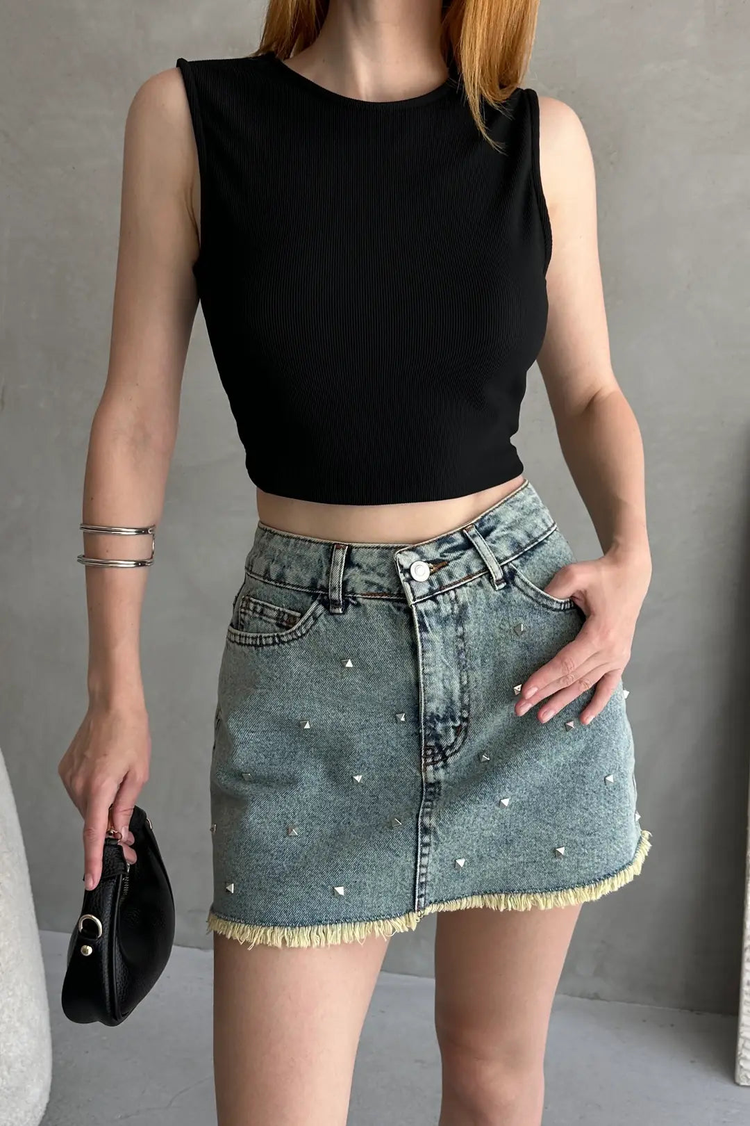 Sırtı Kemer Detaylı Kaşkorse Crop Bluz - WEST CLUB