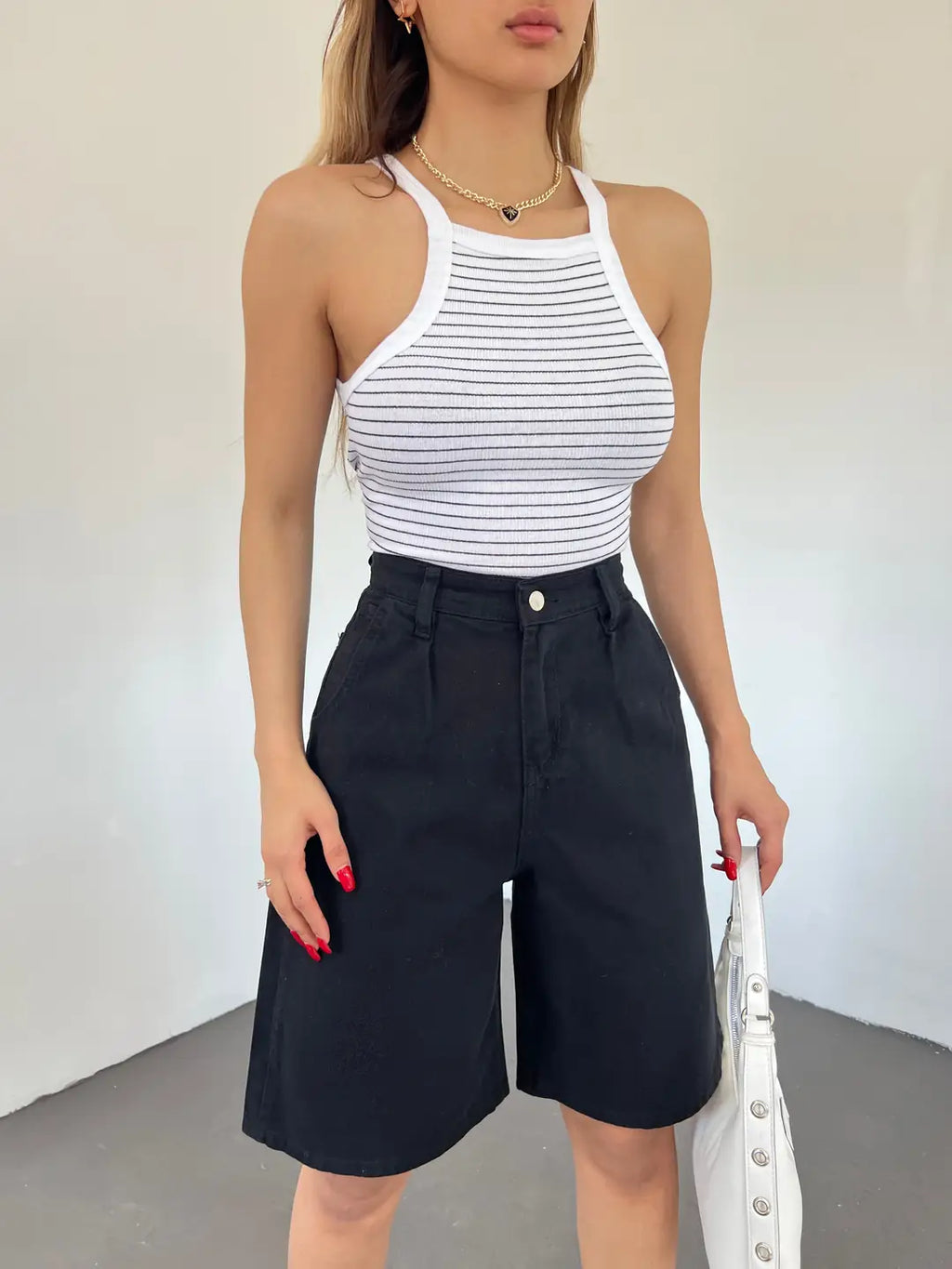 Çift Cepli Bermuda Denim Şort - WEST CLUB