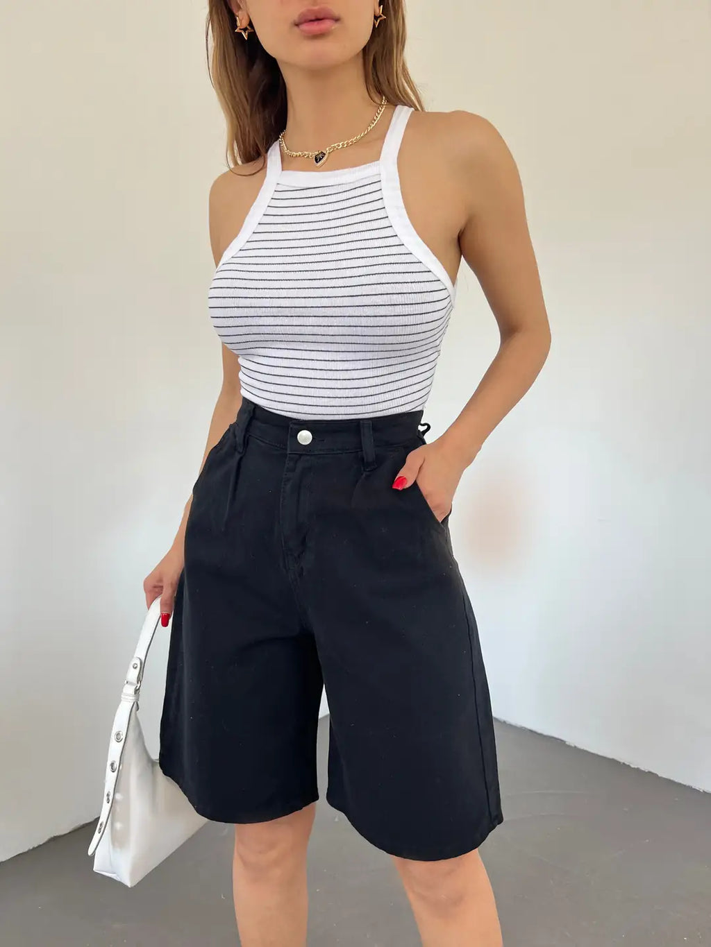 Çift Cepli Bermuda Denim Şort - WEST CLUB