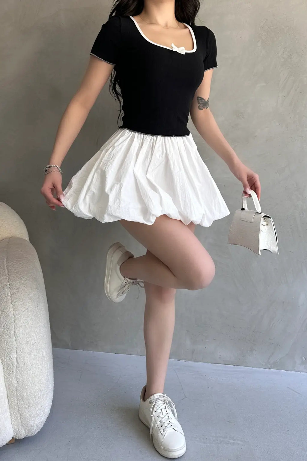 Havuz Yaka Biye Detaylı Crop Bluz - WEST CLUB