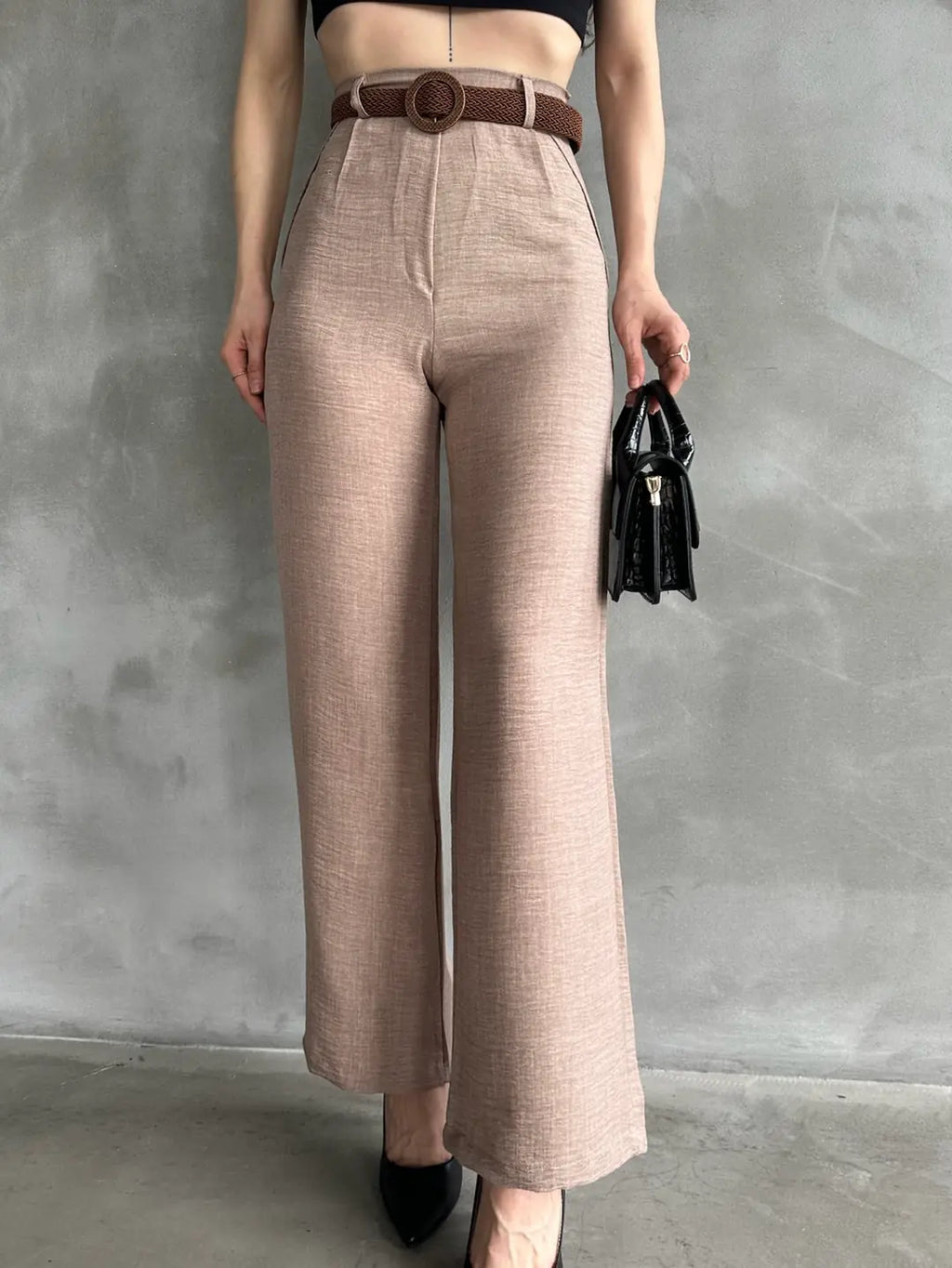 Beli Kemerli Keten Pantolon - WEST CLUB