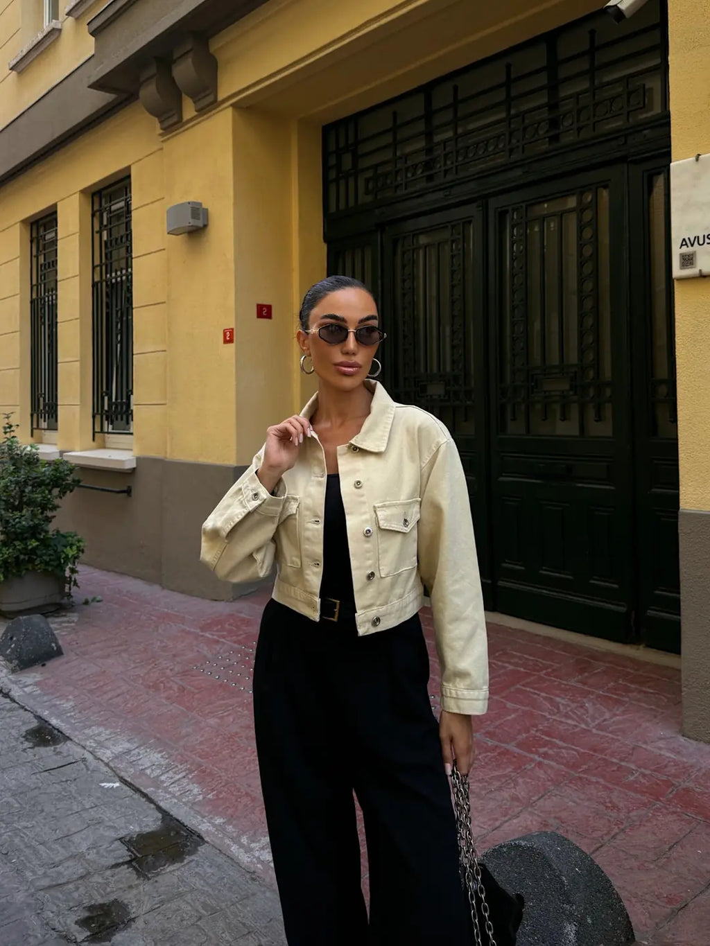 Çift Cep Denim Crop Ceket - WEST CLUB