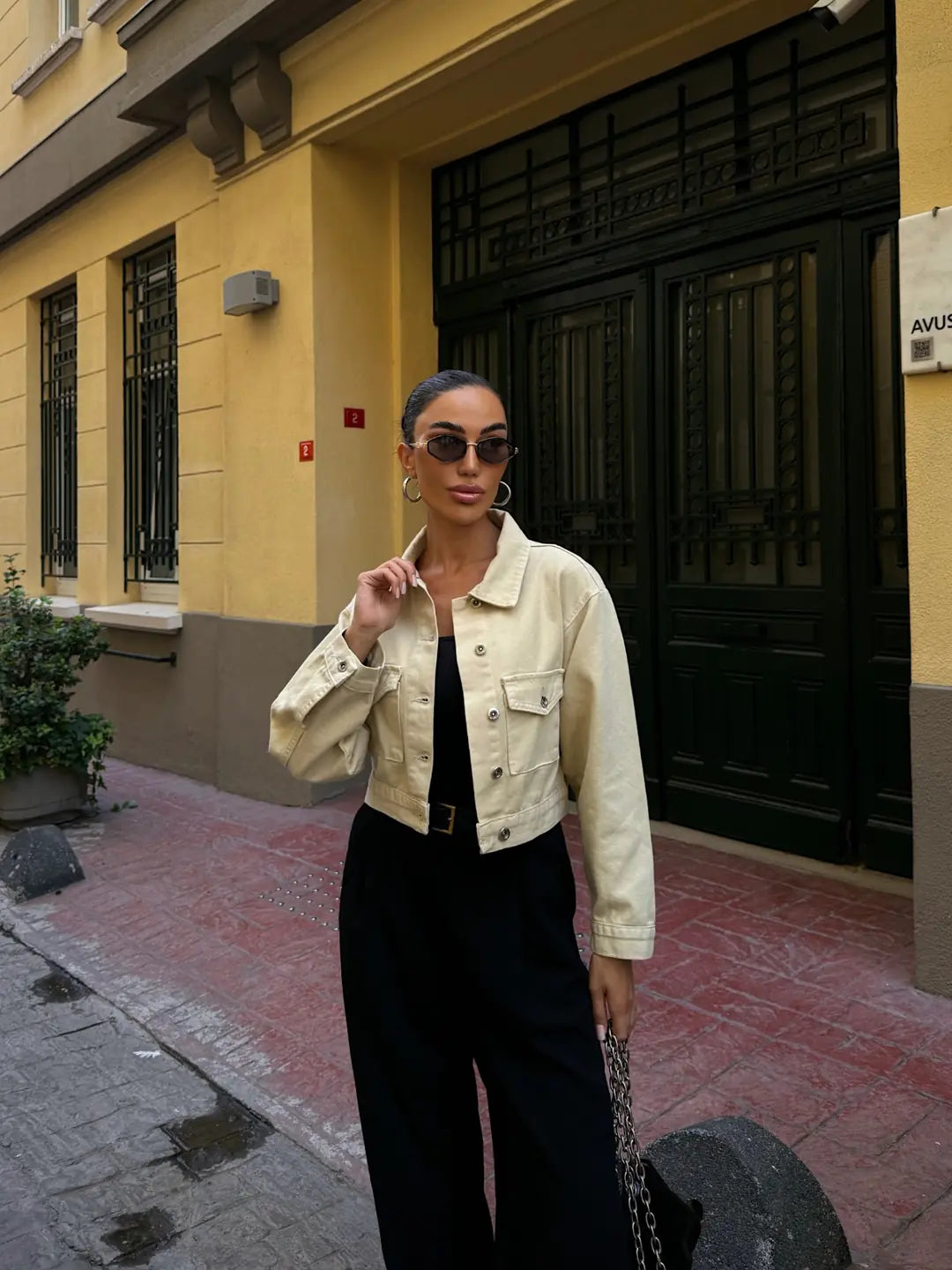 Çift Cep Denim Crop Ceket - WEST CLUB