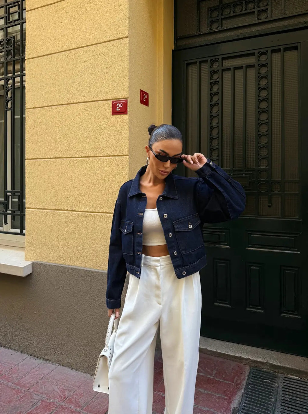 Çift Cep Denim Crop Ceket - WEST CLUB