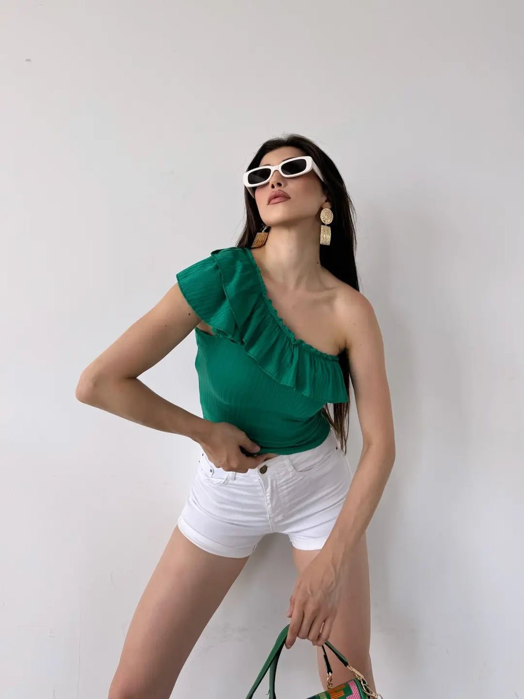 Tek Omuz Fırıfır Detaylı Bluz - WEST CLUB