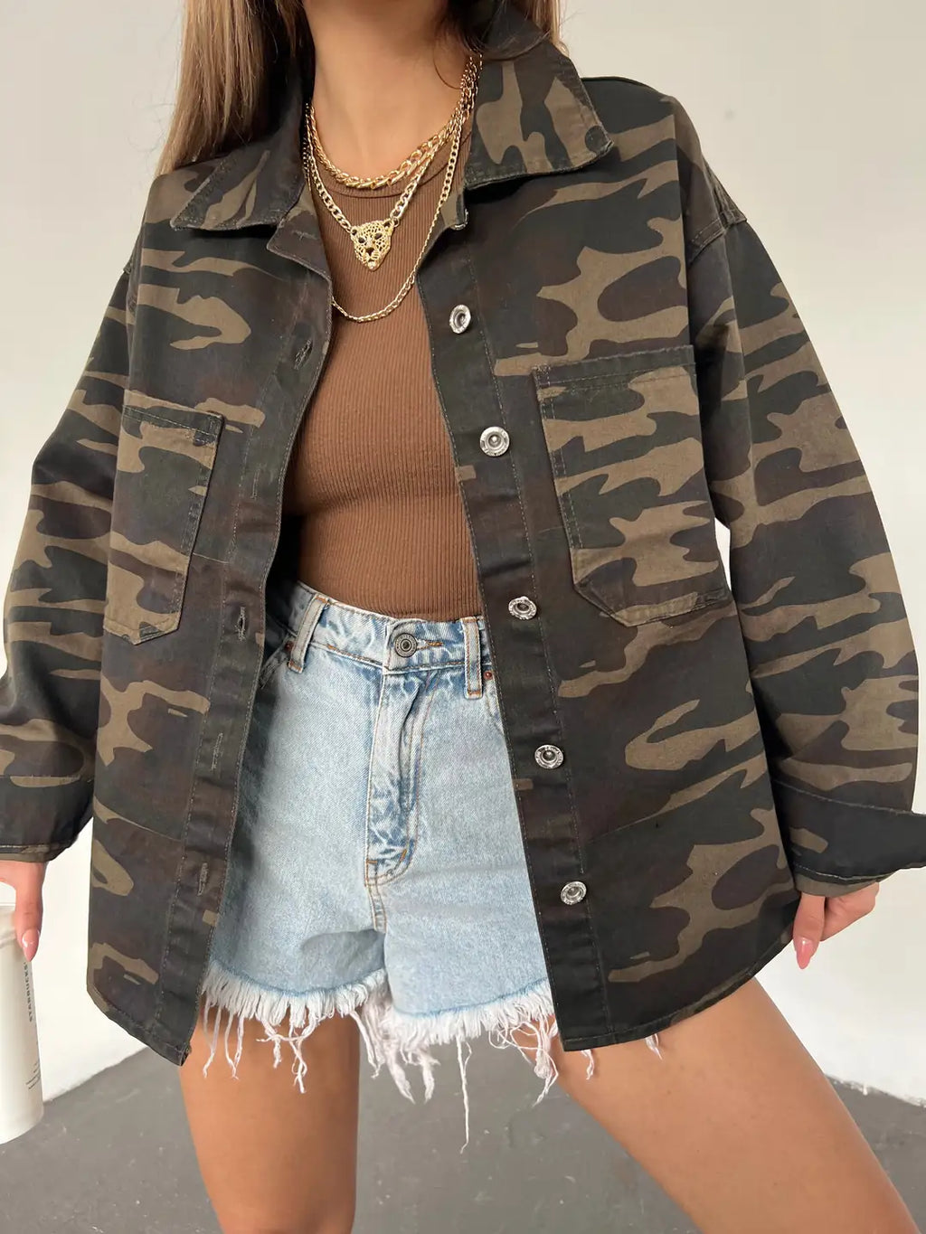 Çift Cepli Oversize Denim Gömlek Ceket - WEST CLUB