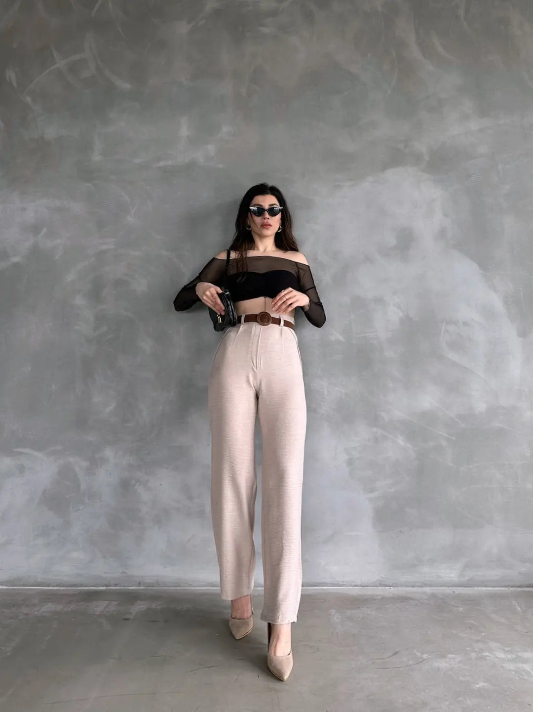 Beli Kemerli Keten Pantolon - WEST CLUB