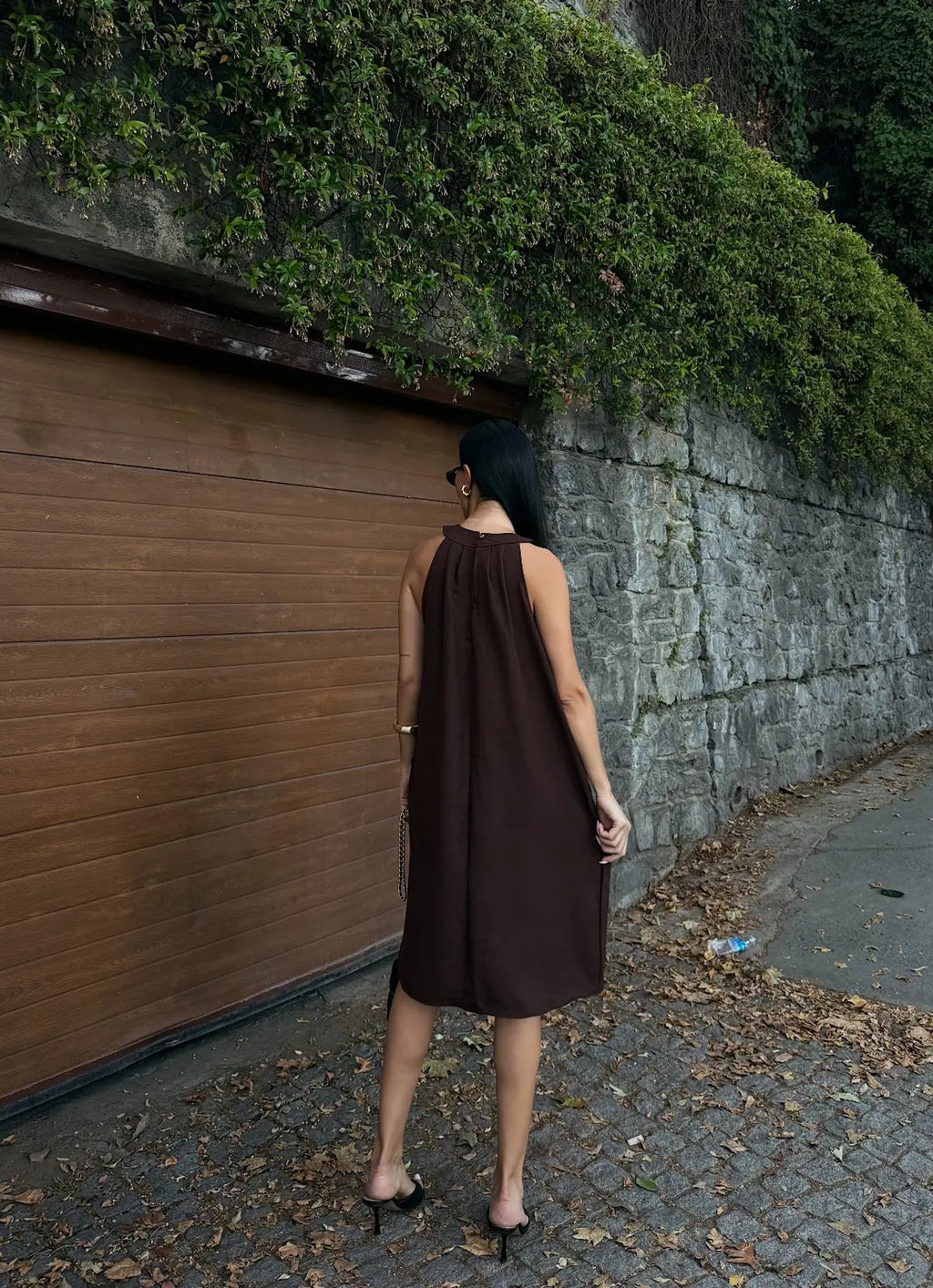 Halter Yaka Dokuma Midi Elbise - WEST CLUB