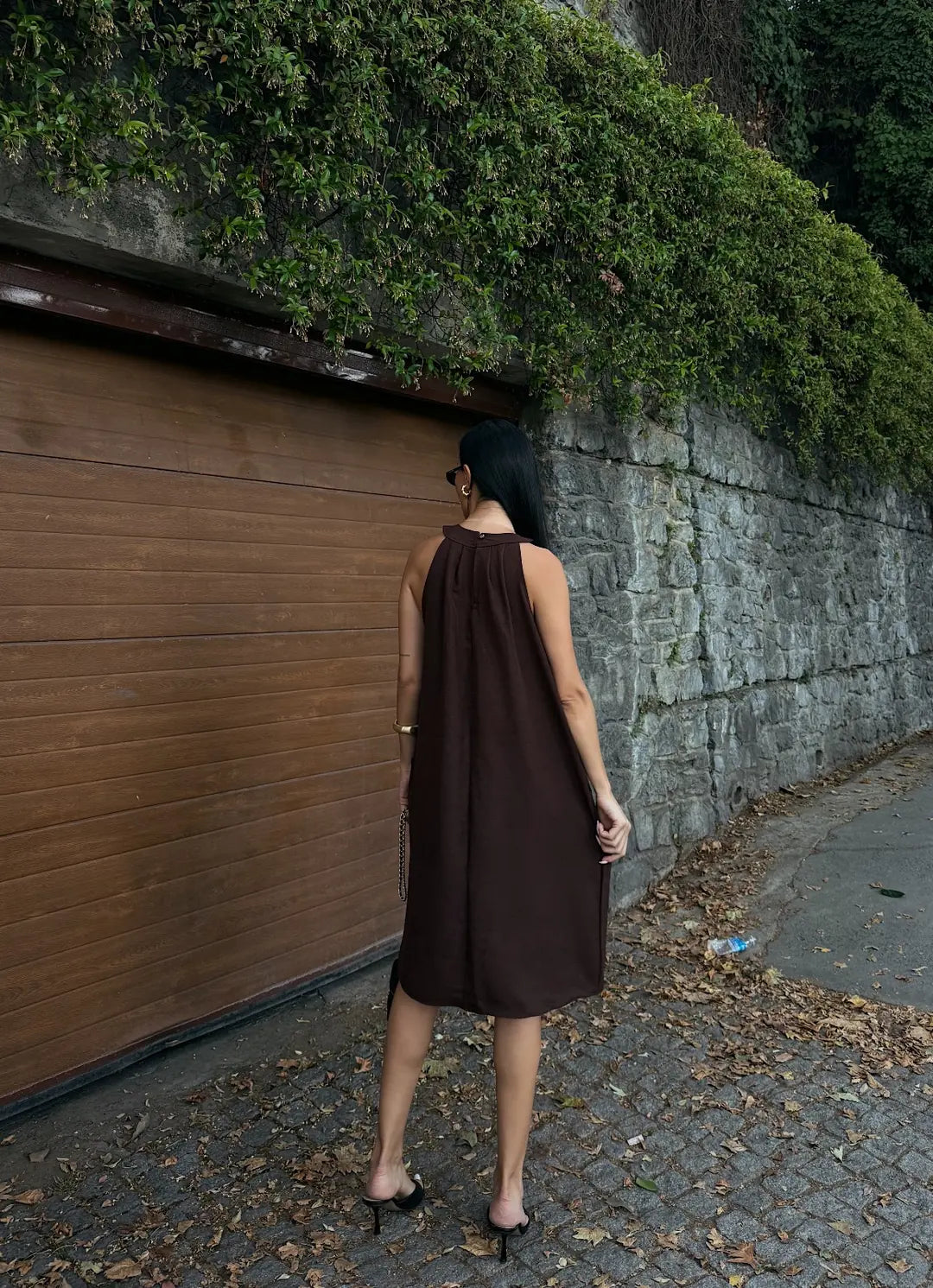 Halter Yaka Dokuma Midi Elbise - WEST CLUB