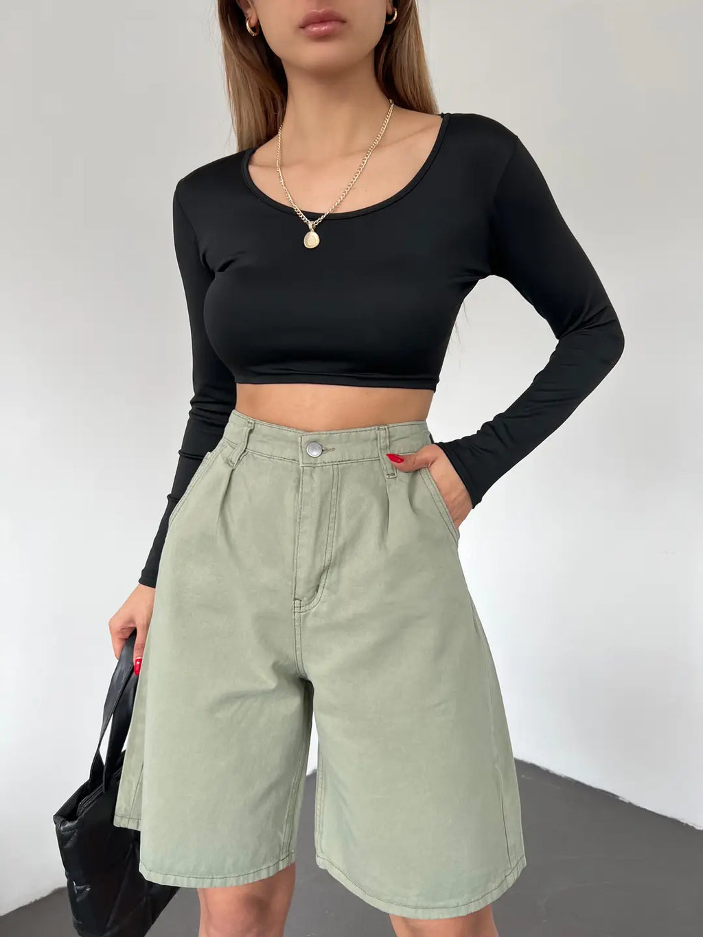 Çift Cepli Bermuda Denim Şort - WEST CLUB