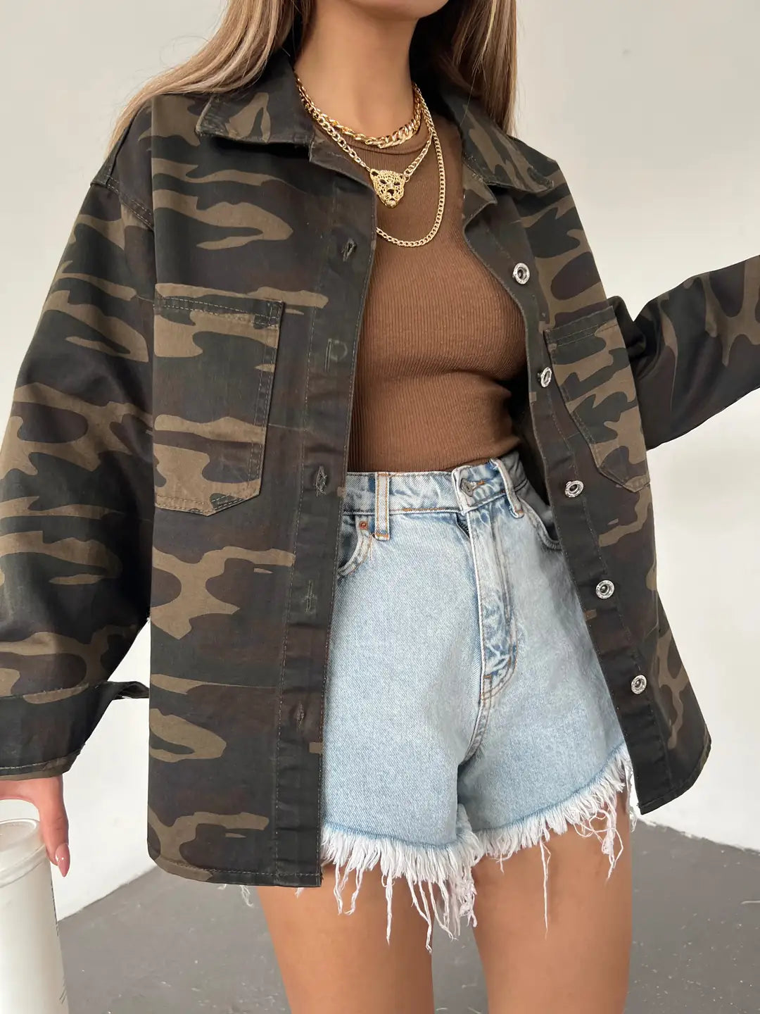 Çift Cepli Oversize Denim Gömlek Ceket - WEST CLUB