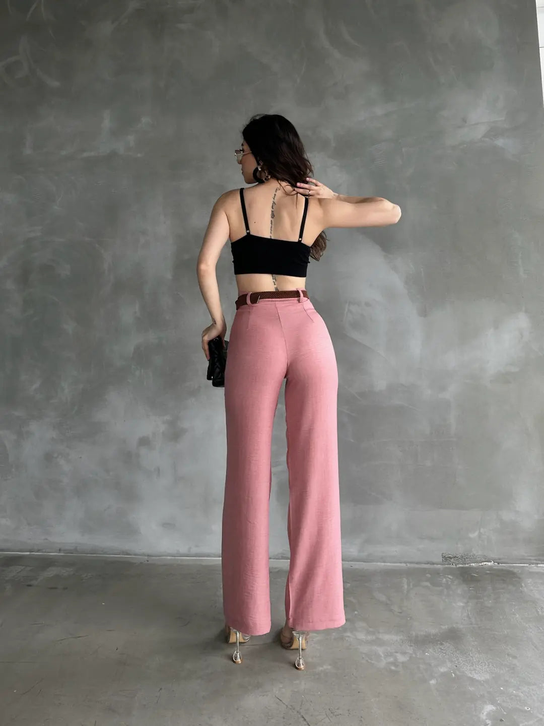 Beli Kemerli Keten Pantolon - WEST CLUB