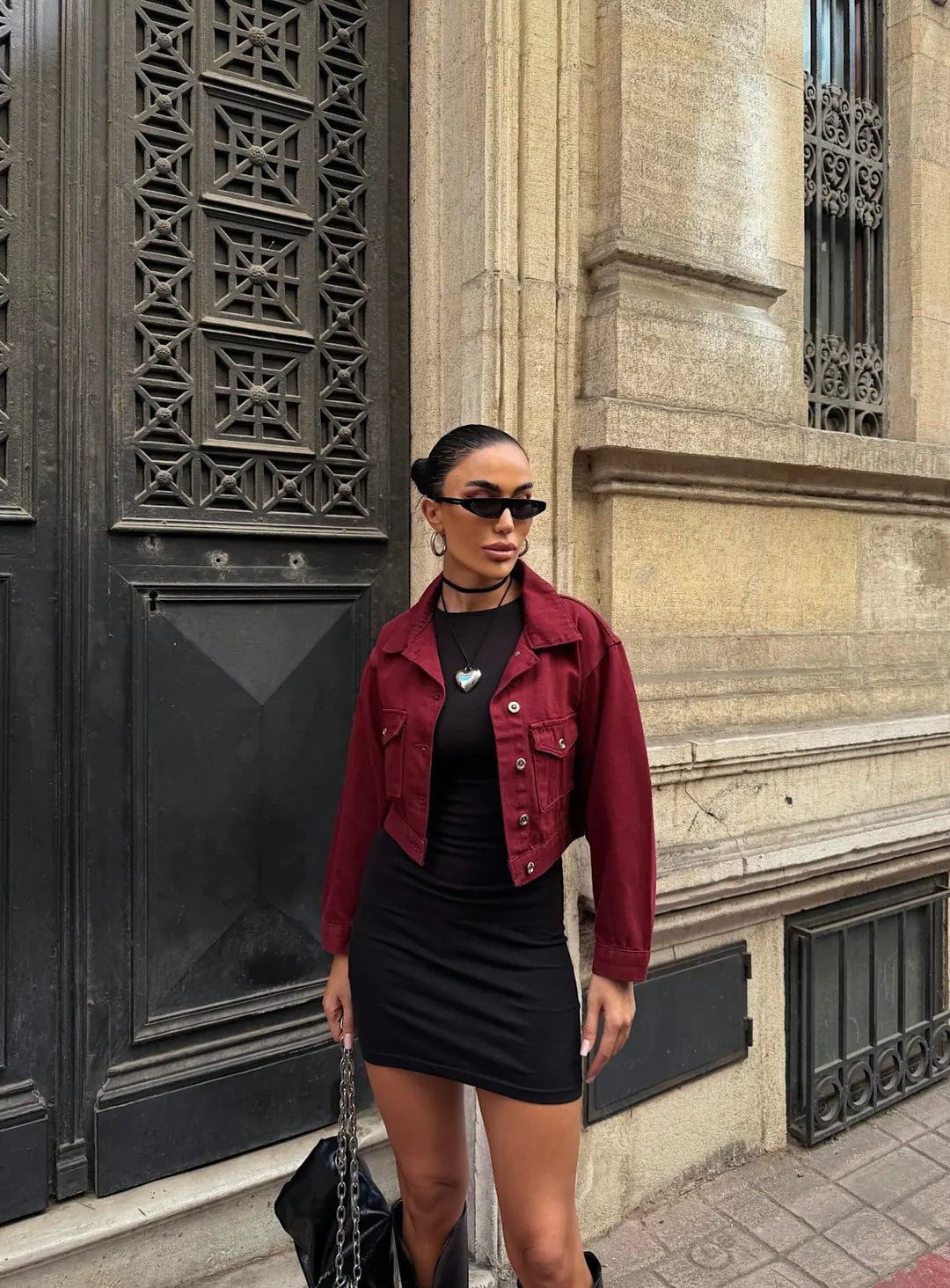 Çift Cep Denim Crop Ceket - WEST CLUB