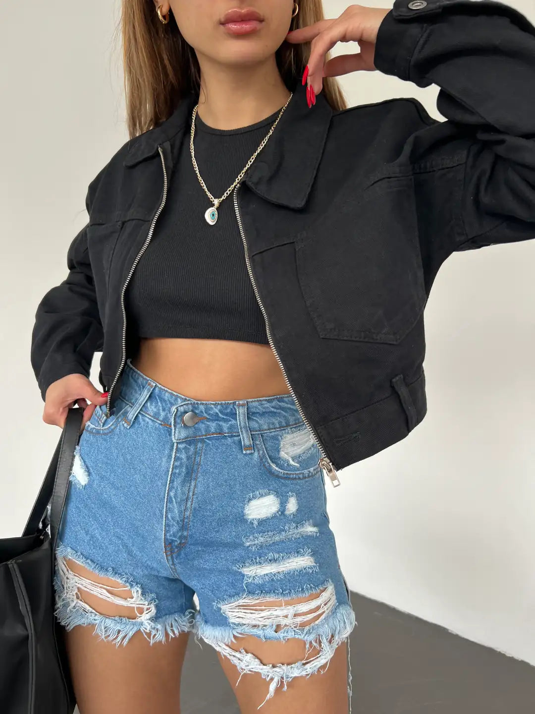 Fermuarlı Çift Cepli Denim Ceket - WEST CLUB