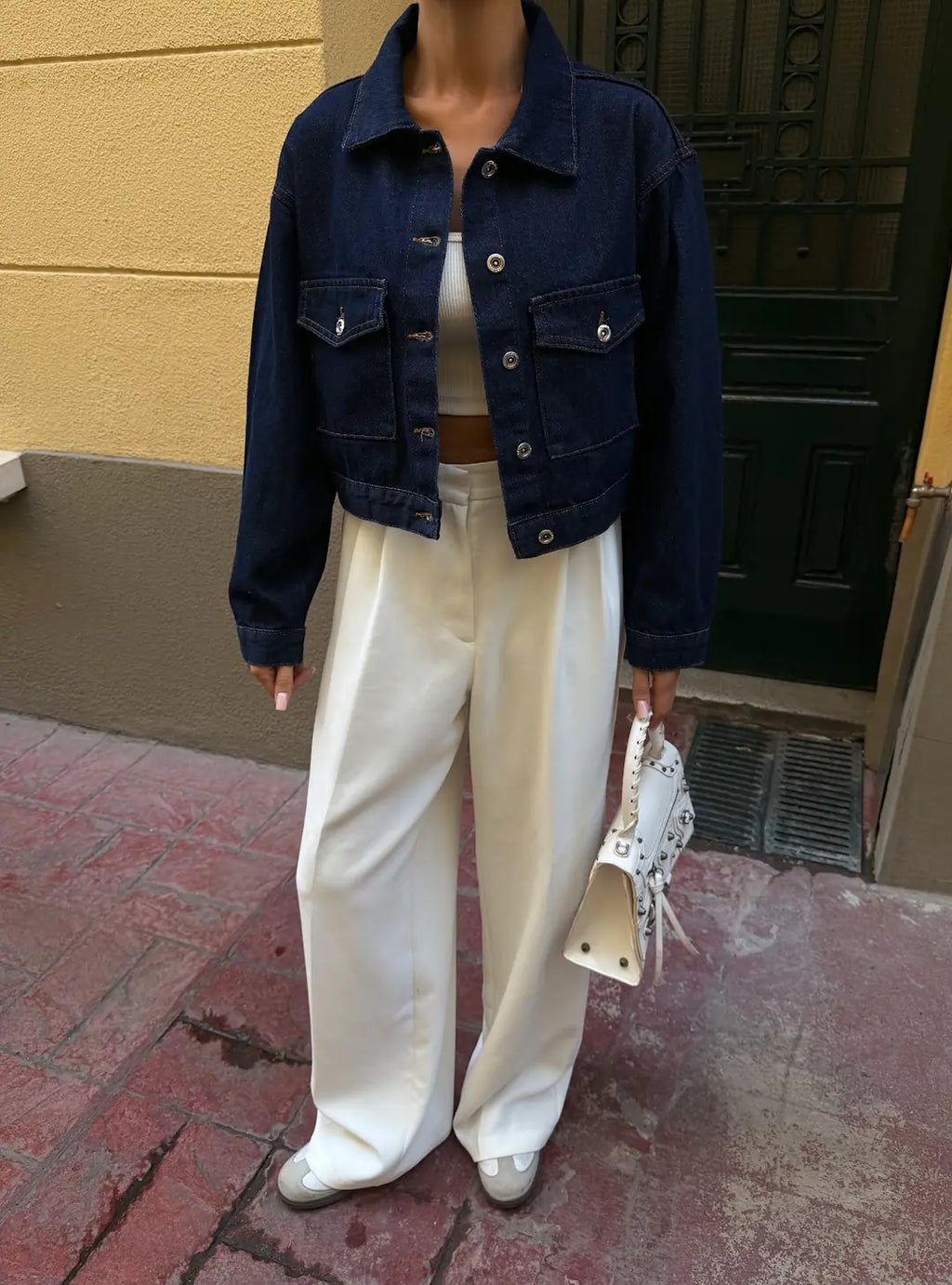 Çift Cep Denim Crop Ceket - WEST CLUB