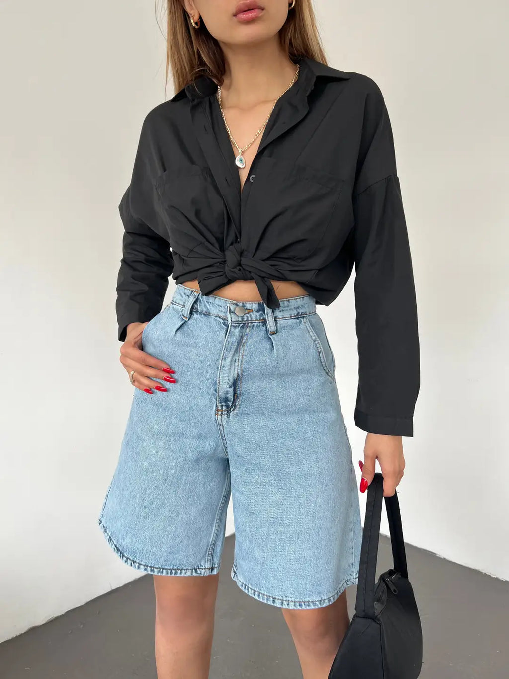 Çift Cepli Bermuda Denim Şort - WEST CLUB