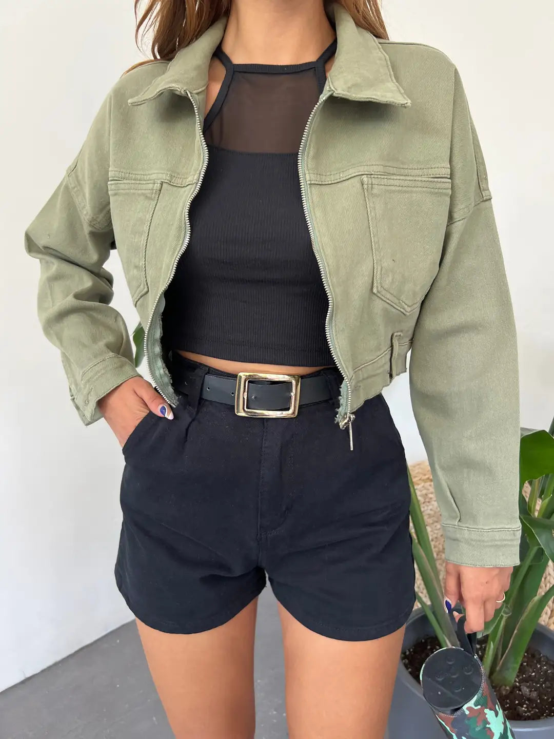 Fermuarlı Çift Cepli Denim Ceket - WEST CLUB