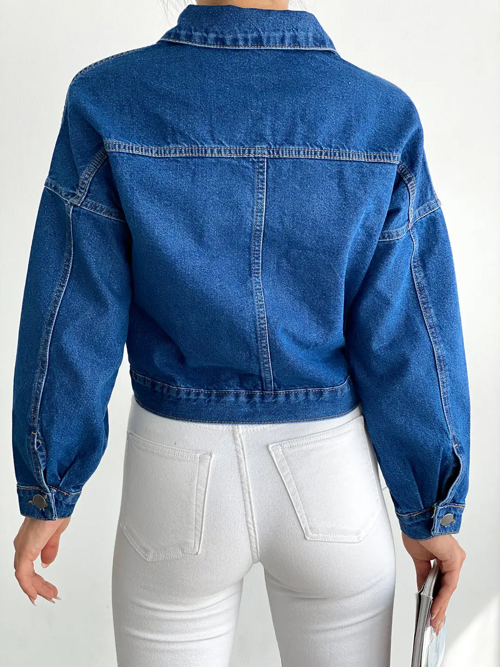 Çift Cepli Denim Crop Ceket - WEST CLUB