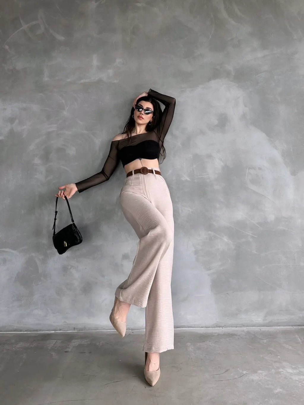 Beli Kemerli Keten Pantolon - WEST CLUB