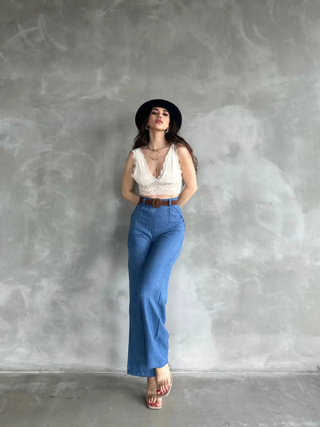 Beli Kemerli Keten Pantolon - WEST CLUB