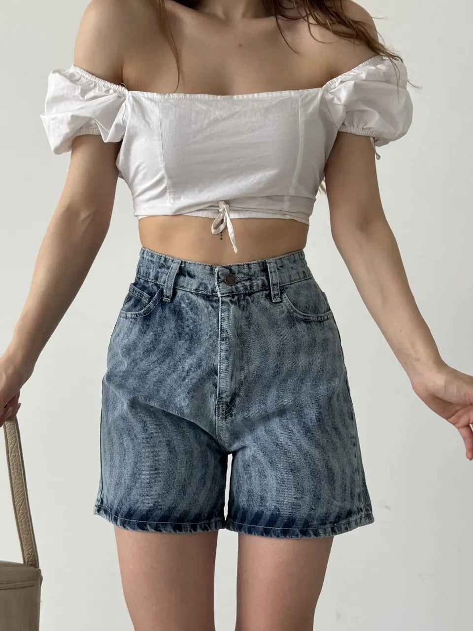 Paçası Püsküllü Desenli Denim Şort - WEST CLUB