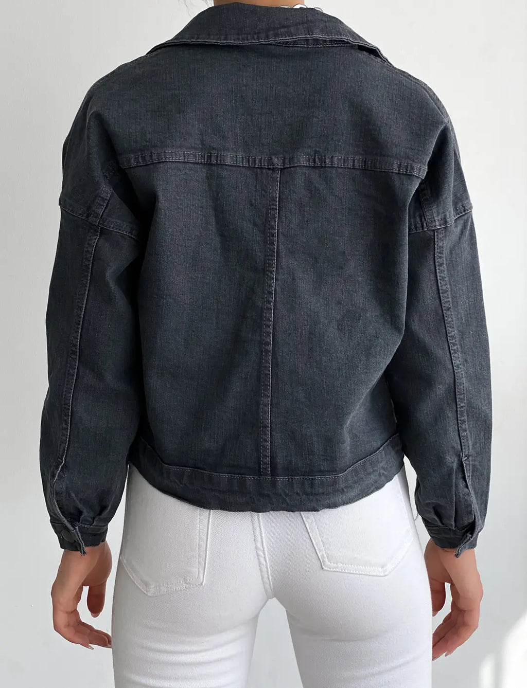 Çift Cepli Denim Crop Ceket - WEST CLUB