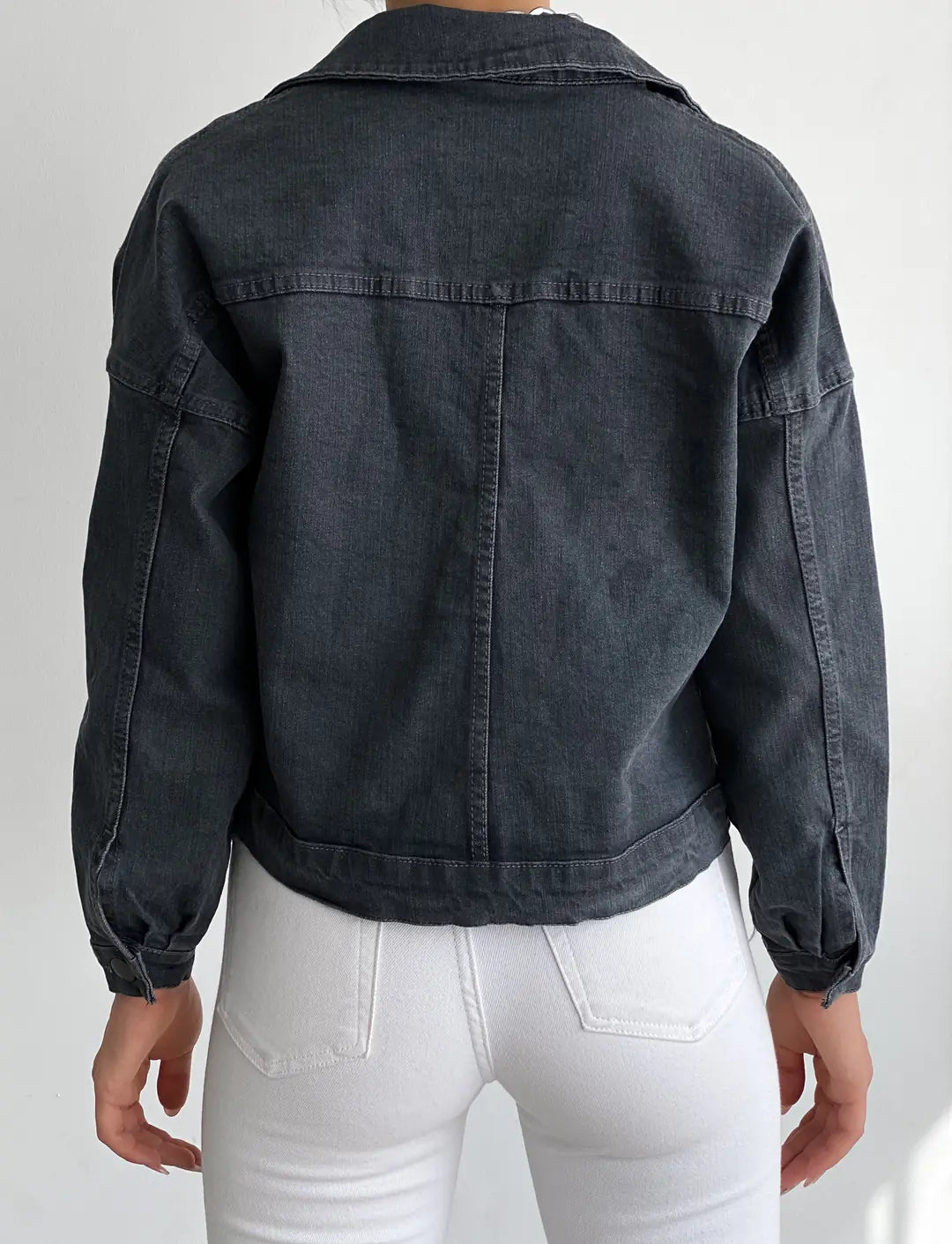 Çift Cepli Denim Crop Ceket - WEST CLUB