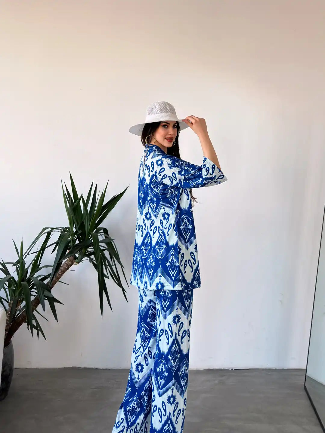 Desenli Kimono Ve Pantolon İkili Takım - WEST CLUB