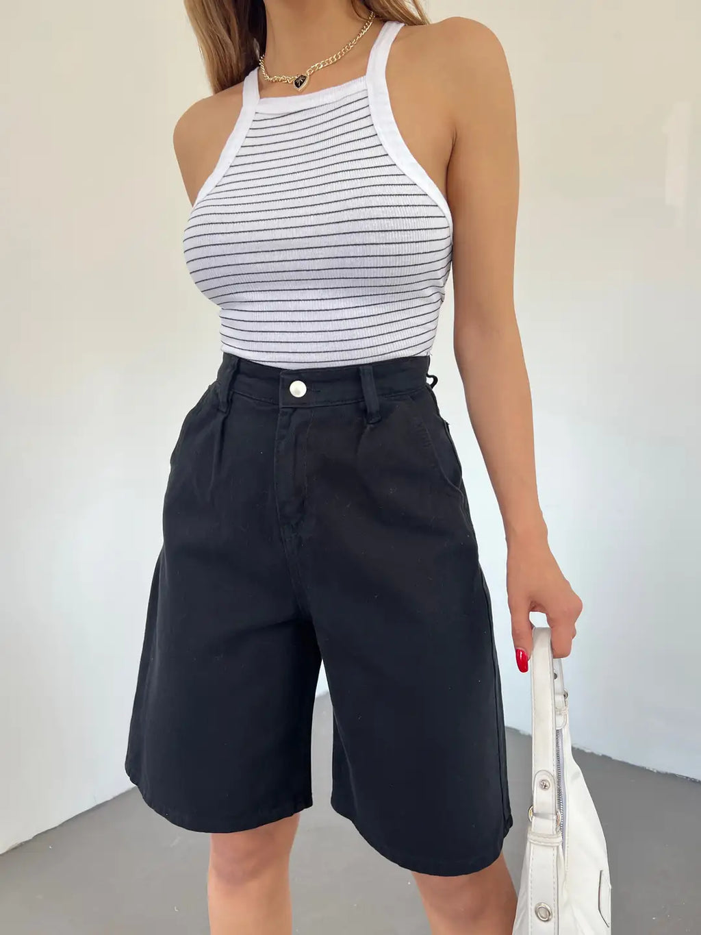 Çift Cepli Bermuda Denim Şort - WEST CLUB