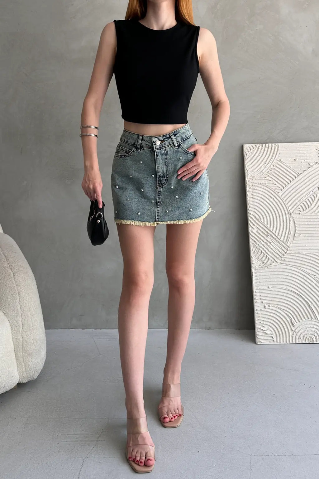 Sırtı Kemer Detaylı Kaşkorse Crop Bluz - WEST CLUB