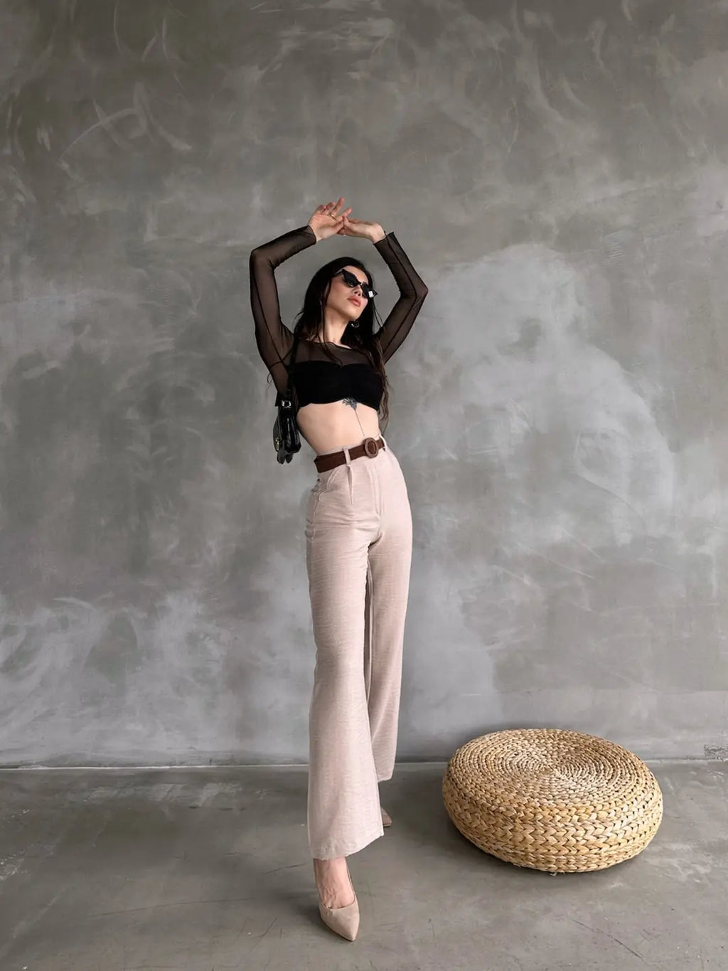 Beli Kemerli Keten Pantolon - WEST CLUB