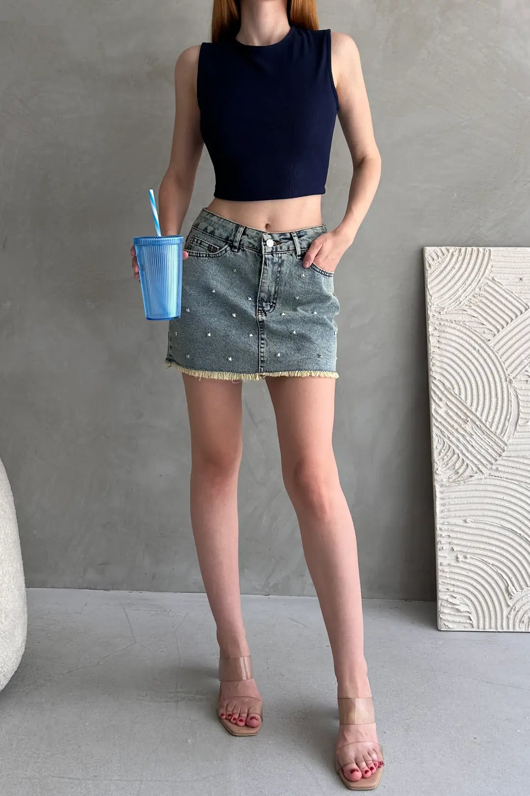 Sırtı Kemer Detaylı Kaşkorse Crop Bluz - WEST CLUB