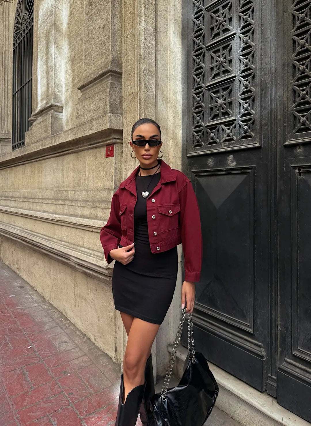 Çift Cep Denim Crop Ceket - WEST CLUB