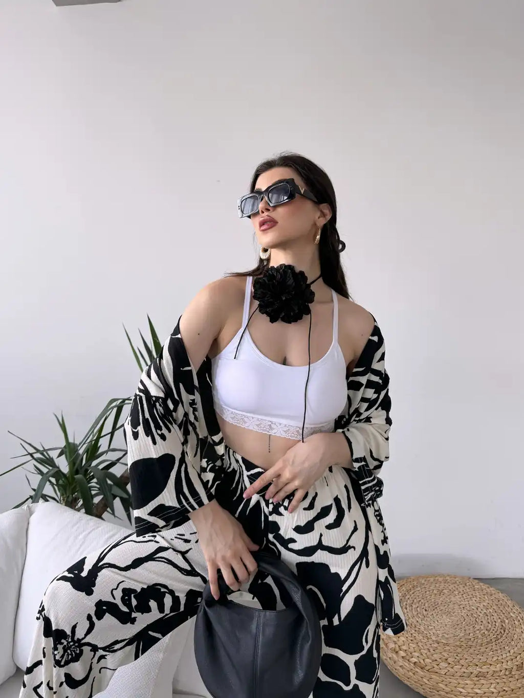 Desenli Kimono Ve Pantolon İkili Takım - WEST CLUB