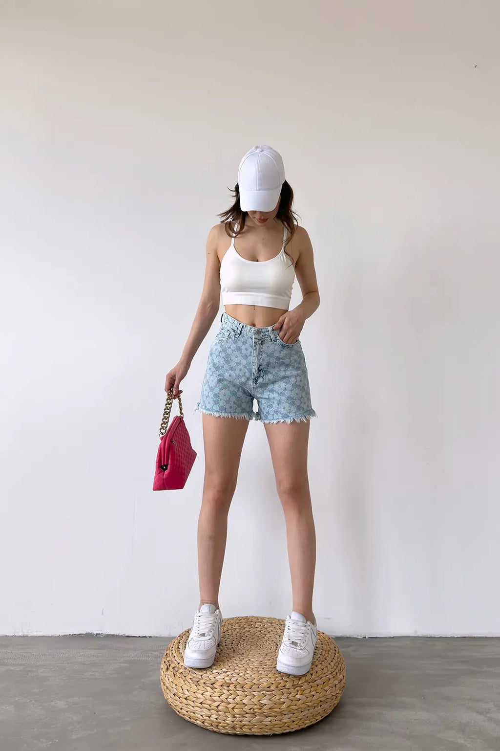 Paçası Püsküllü Desenli Denim Şort - WEST CLUB