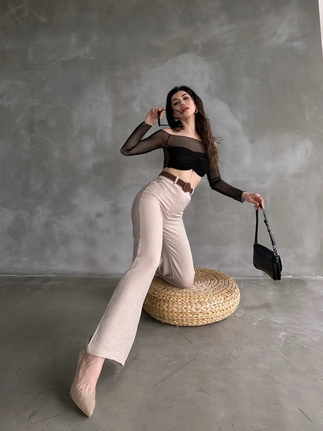 Beli Kemerli Keten Pantolon - WEST CLUB